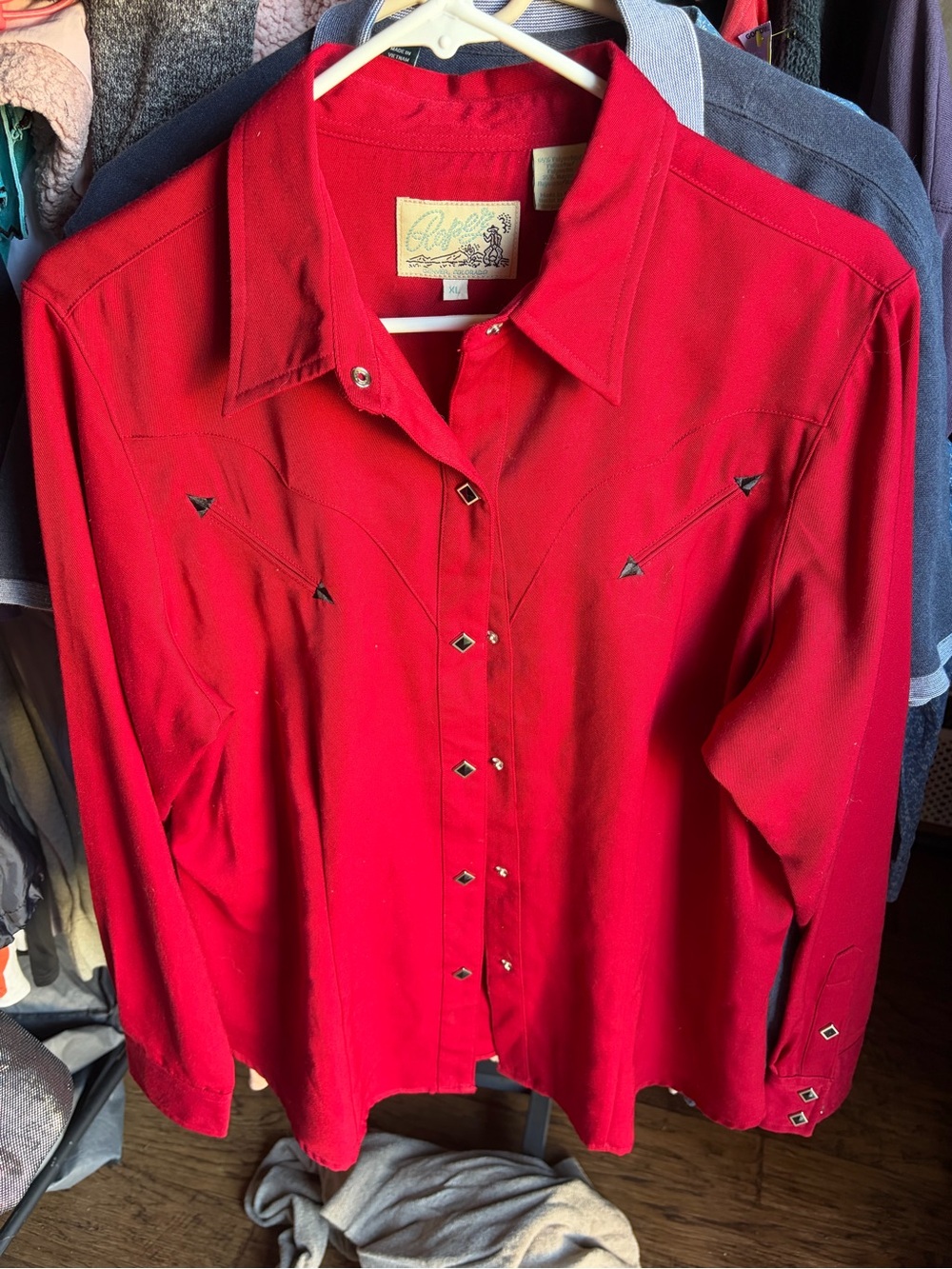 VTG Roper Long Sleeve Diamond Snap Button Front Shirt Women’s XL Red